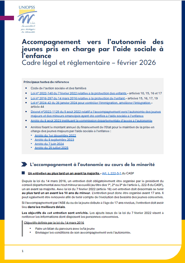 Note juridique | Accompagnement vers l’autonomie des jeunes pris en charge par l’aide sociale à l’enfance