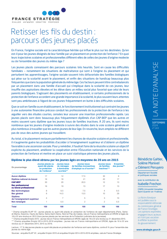 Rapport | Retisser les fils du destin : parcours des jeunes placés
