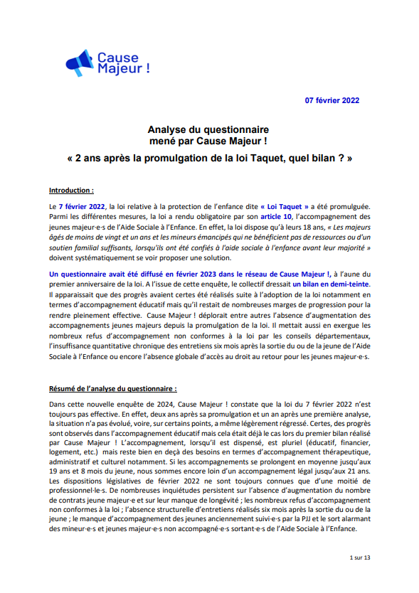 Rapport | Enquête sur l’effectivité de la loi “Taquet” 2024