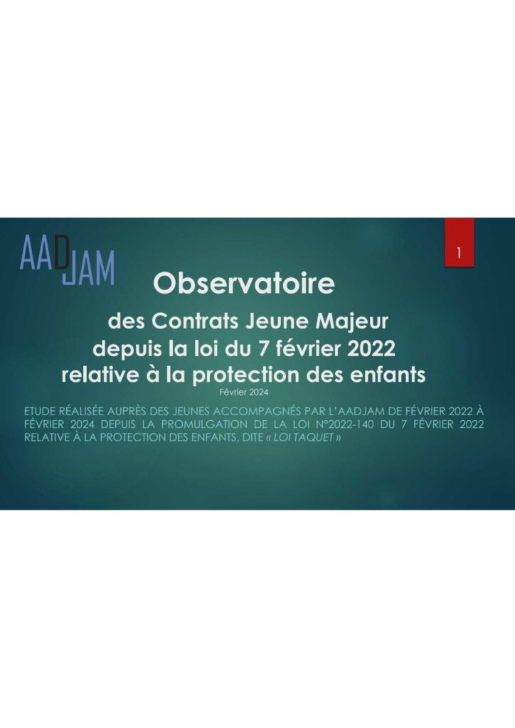 Rapport | Observatoire des contrats jeune majeur 2022-2024 – AADJAM