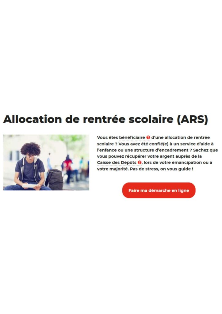 Démarche en ligne | Récupérer le pécule – Allocation de Rentrée Scolaire