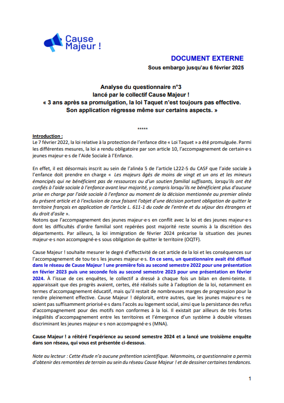 Rapport | Enquête sur l’effectivité de la loi “Taquet” 2023