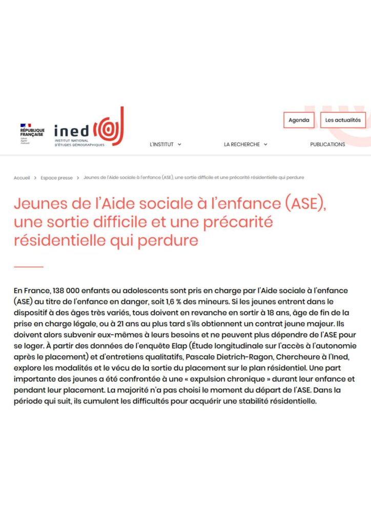 Article de recherche | Jeunes de l’ASE : une sortie difficile et une précarité résidentielle qui perdure